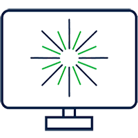 Monitor icon with fireworks in screen