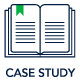 Open book icon with green bookmark for uPerform client case study