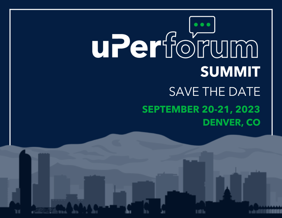 uPerforum Summit Save the Date with Denver skyline graphic