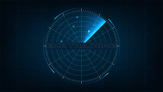 image of radar with 'ehr training' in the center