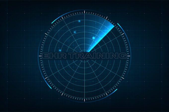 image of radar with 'ehr training' in the center
