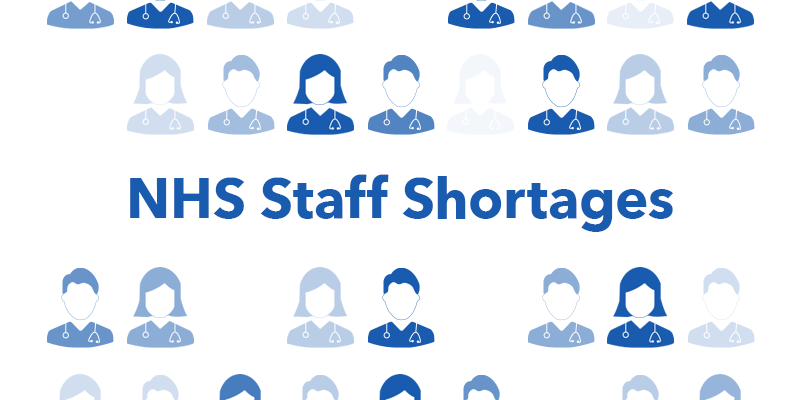 illustrations of clinicians representing the NHS staff shortages