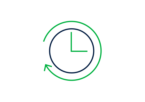 illustrated icon of clock hands moving backward